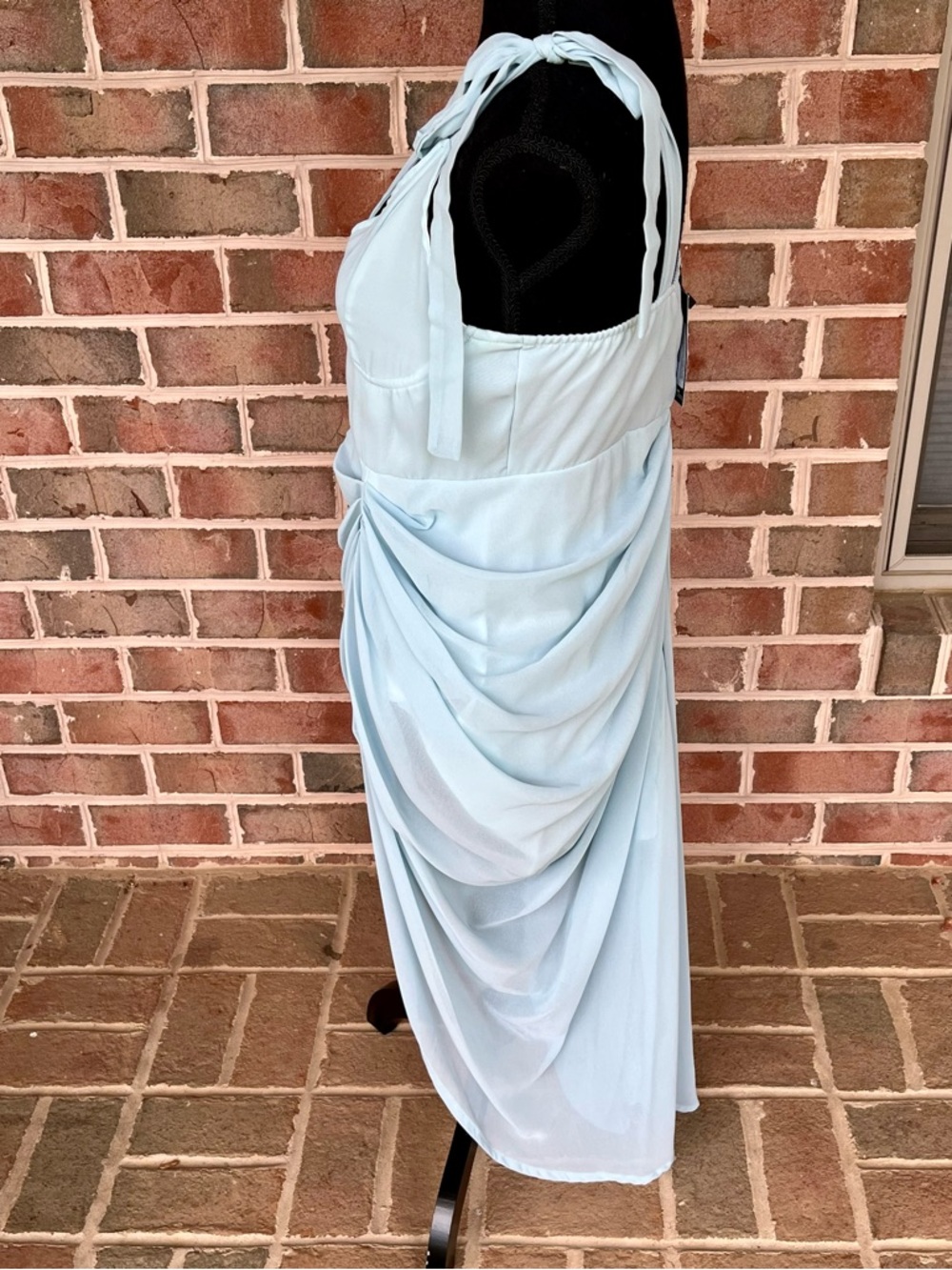 NWT PrettyLittleThing Light Blue Underwire Draped Midi Dress US 10 Wedding Guest - Picture 9 of 17